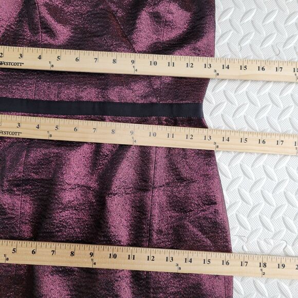 Cinq A Sept Soleil Coctail Dress SZ 2 Metallic Burgundy Red Knee Length Strappy - Picture 9 of 11